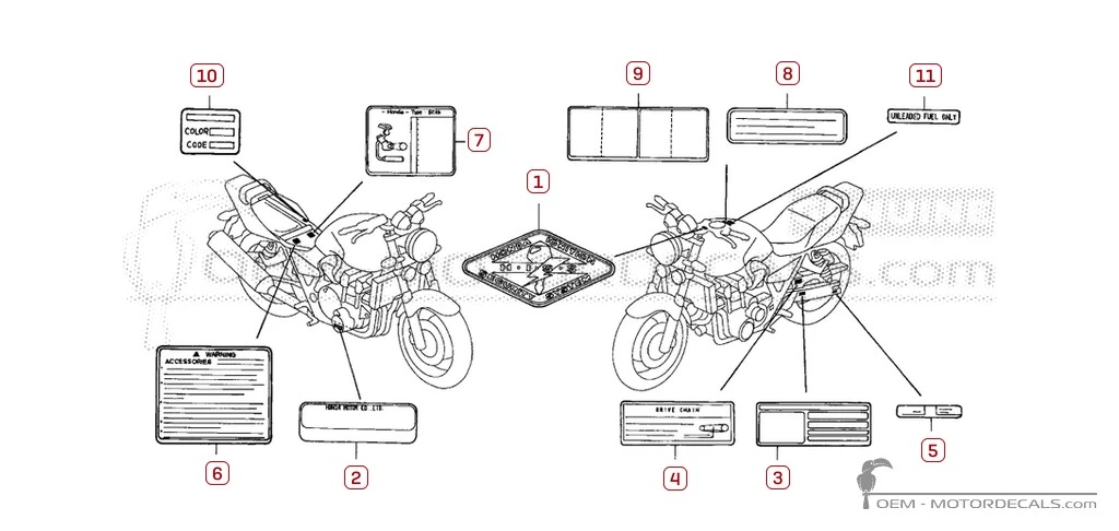 Pegatinas para Etiquetas de precaución • Honda Pegatinas OEM
