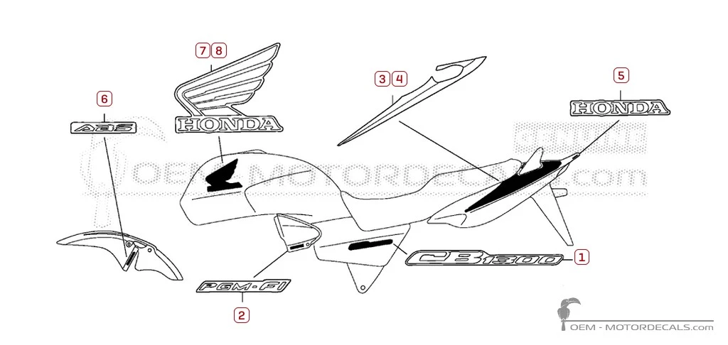 Decals for Honda CB1300 2007 • Honda OEM Decals