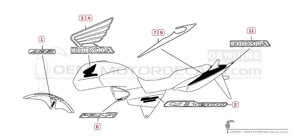 Naklejki do Honda CB1300 2008 • Honda Naklejki OEM