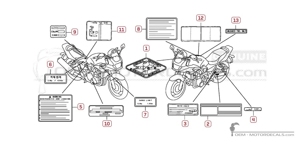 Naklejki do Naklejki ostrzegawcze • Honda Naklejki OEM