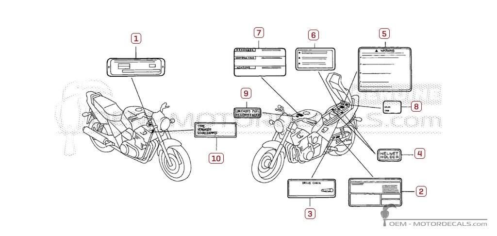 Aufkleber für Warnhinweise • Honda OEM-Aufkleber