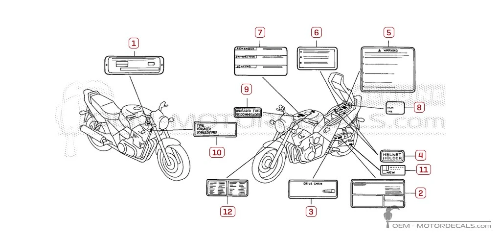 Adesivi per Etichette di avvertenza • Honda Adesivi OEM