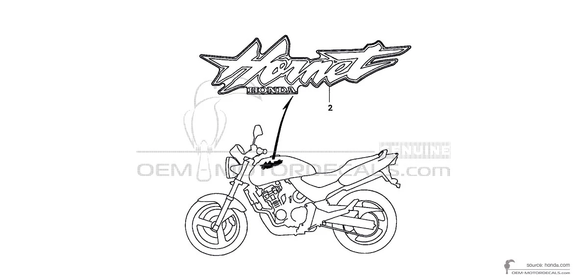 Decals for Honda CB600F HORNET 2001 - Black • Honda OEM Decals