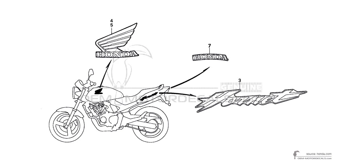 Stickers voor Honda CB600F HORNET 2003 - Wit • Honda OEM Stickers