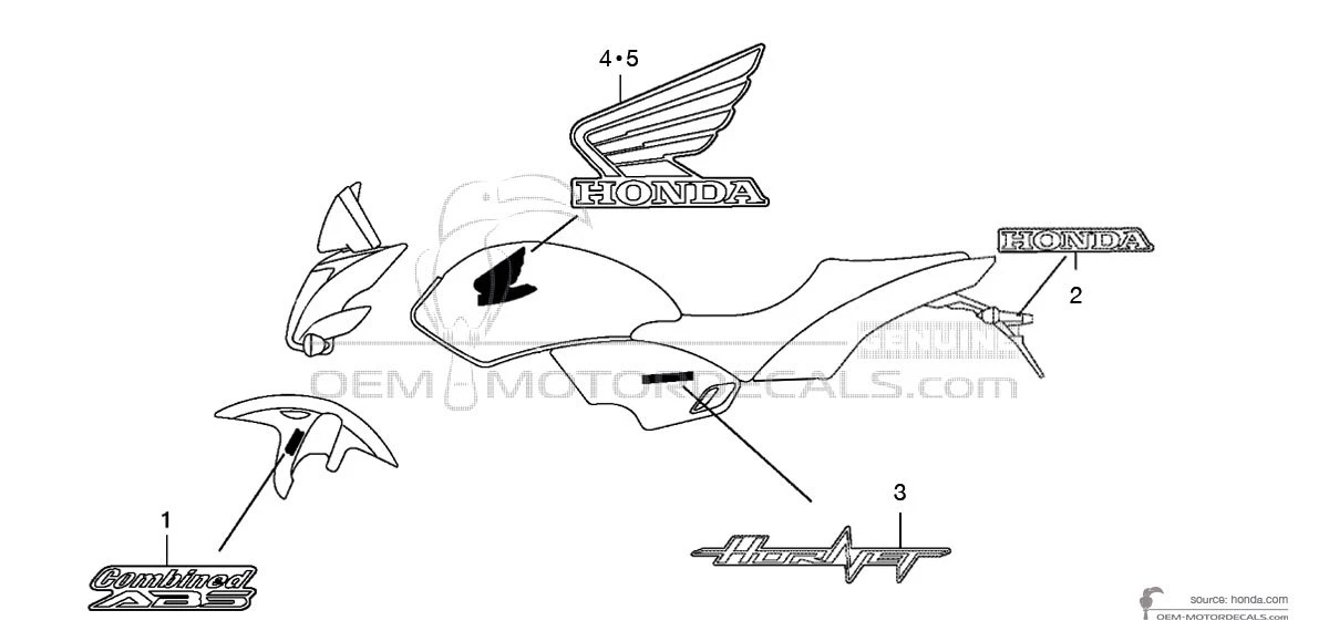 Stickers voor Honda CB600F HORNET 2013 - Grijs • Honda OEM Stickers