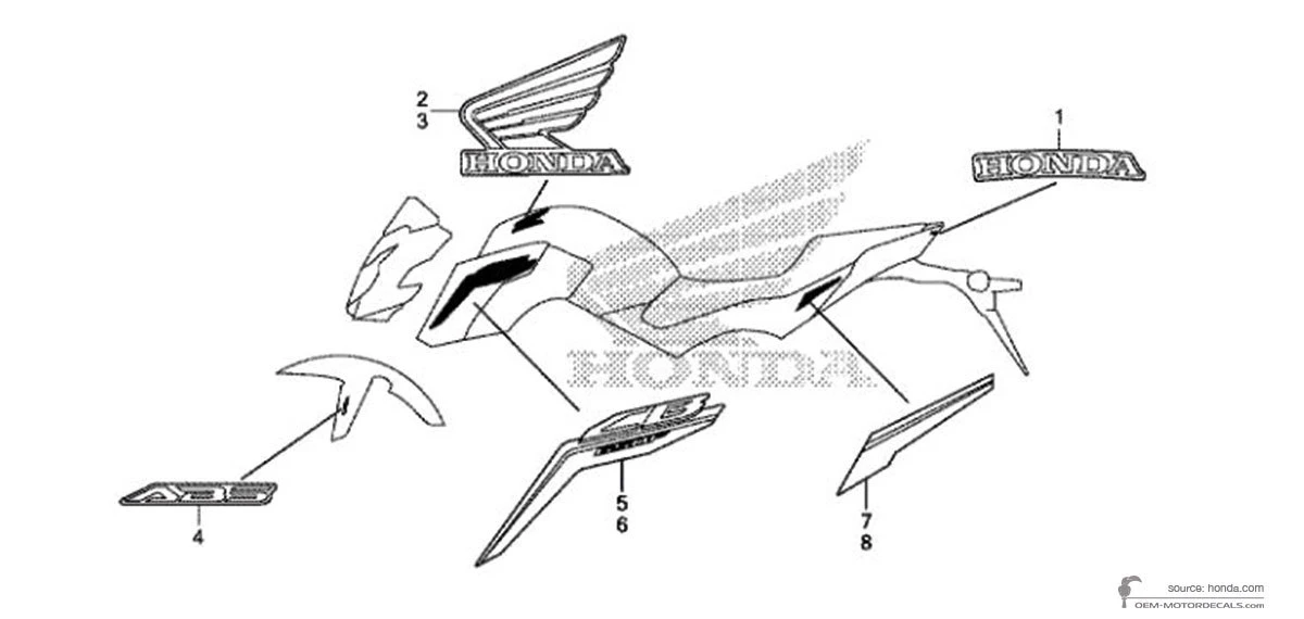 Decals for Honda CB650F 2017 - White • Honda OEM Decals