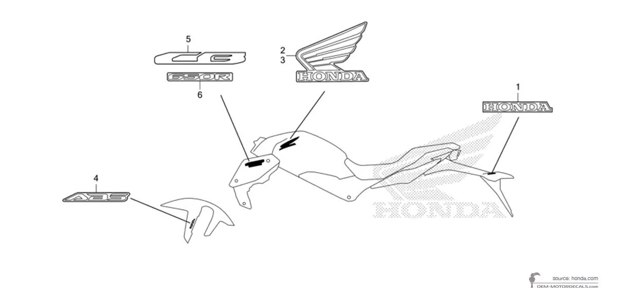Naklejki do Honda CB650R 2023 - Czarny • Honda Naklejki OEM