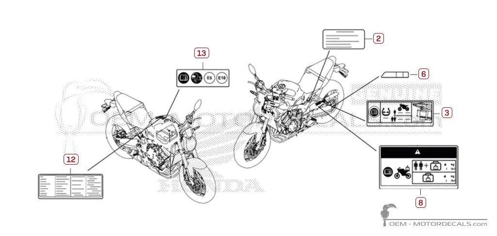 Naklejki do Naklejki ostrzegawcze • Honda Naklejki OEM