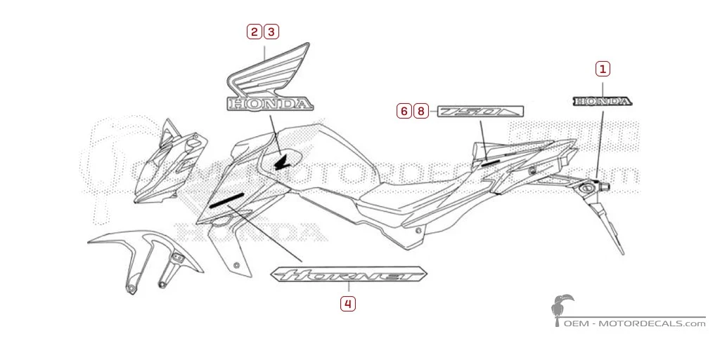 Aufkleber für Honda CB750 HORNET 2025 • Honda OEM-Aufkleber