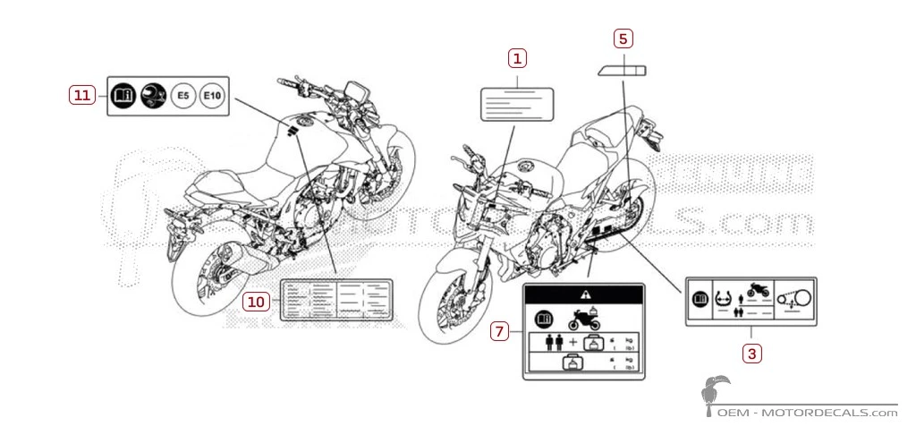 Adesivi per Etichette di avvertenza • Honda Adesivi OEM