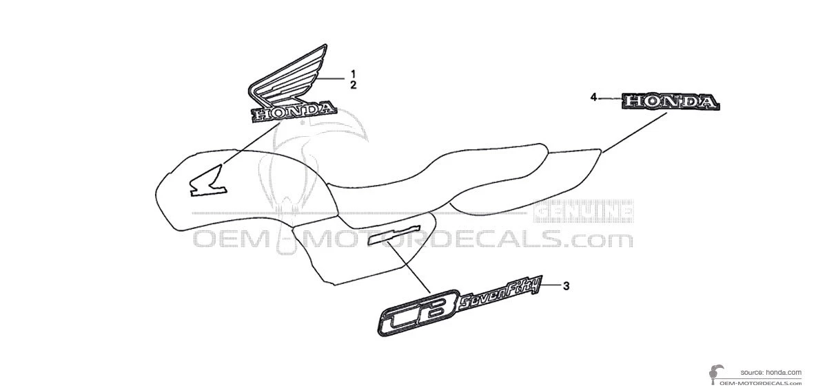 Aufkleber für Honda CB750 SEVENFIFTY 1996 - Rot • Honda OEM-Aufkleber