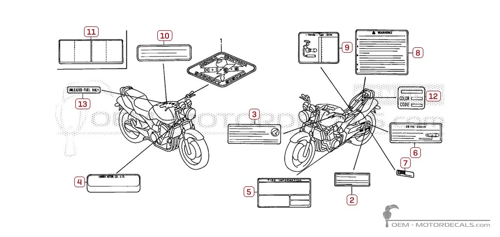 Pegatinas para Etiquetas de precaución • Honda Pegatinas OEM