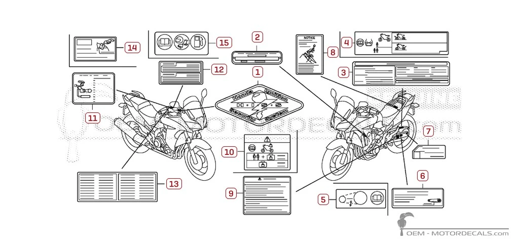 Autocollants pour Étiquettes d'avertissement • Honda Autocollants OEM