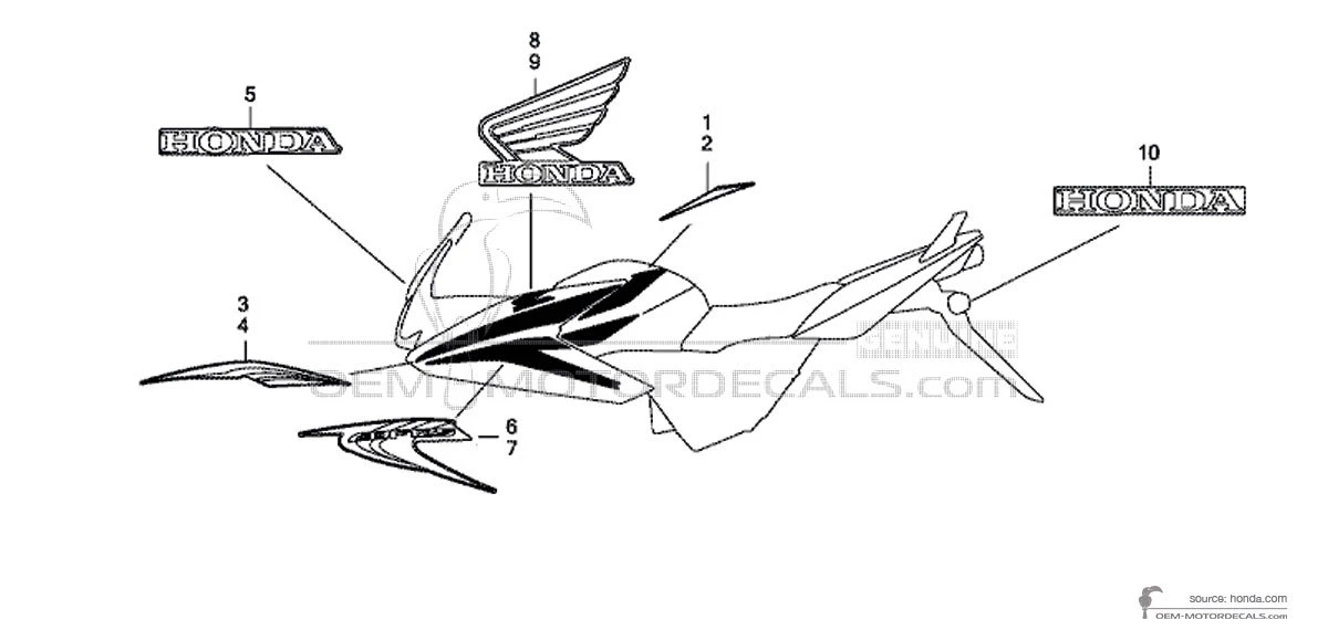 Decals for Honda CBF125 2013 - Black • Honda OEM Decals