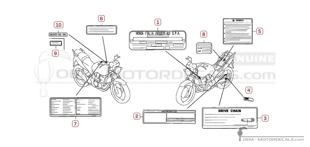 Autocollants pour Étiquettes d'avertissement • Honda Autocollants OEM