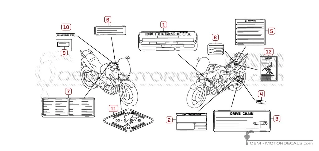 Autocollants pour Étiquettes d'avertissement • Honda Autocollants OEM