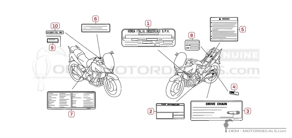 Adesivi per Etichette di avvertenza • Honda Adesivi OEM