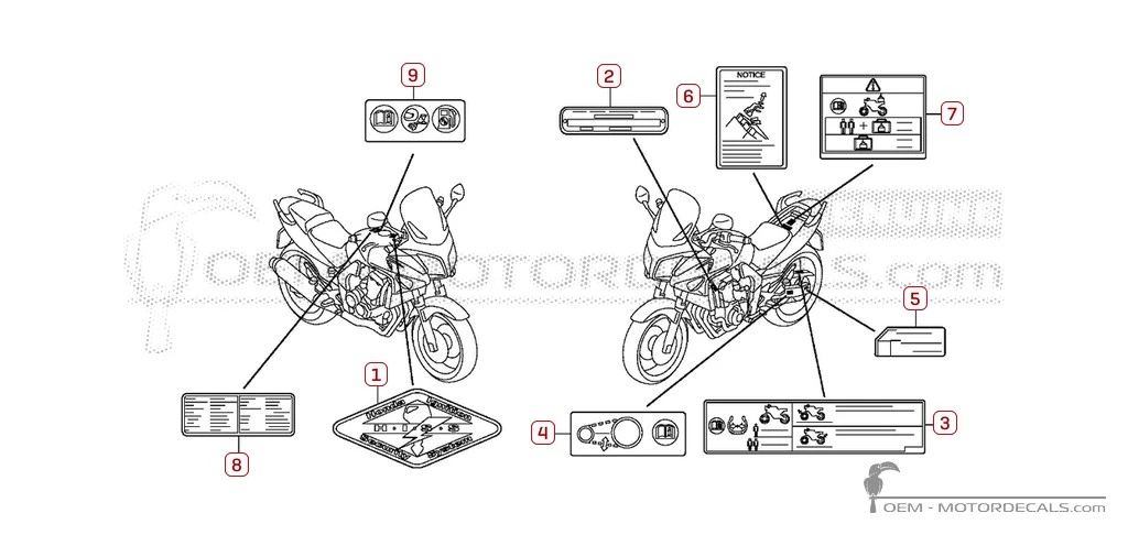 Adesivi per Etichette di avvertenza • Honda Adesivi OEM