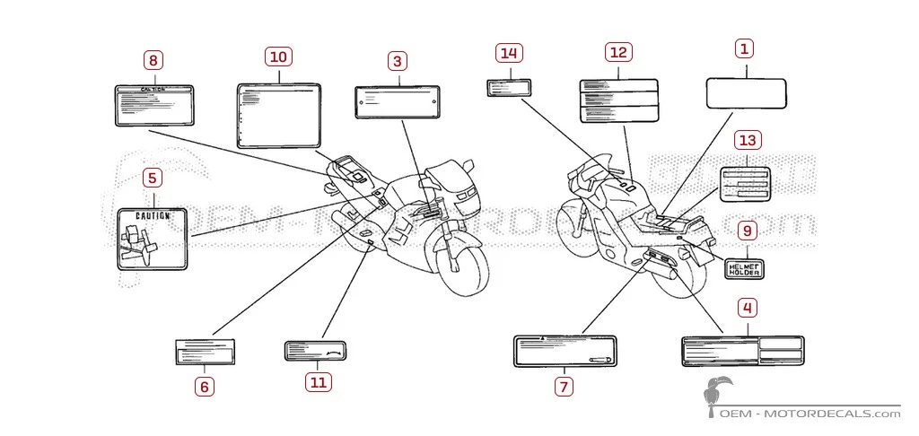 Stickers voor Waarschuwingslabels • Honda OEM Stickers