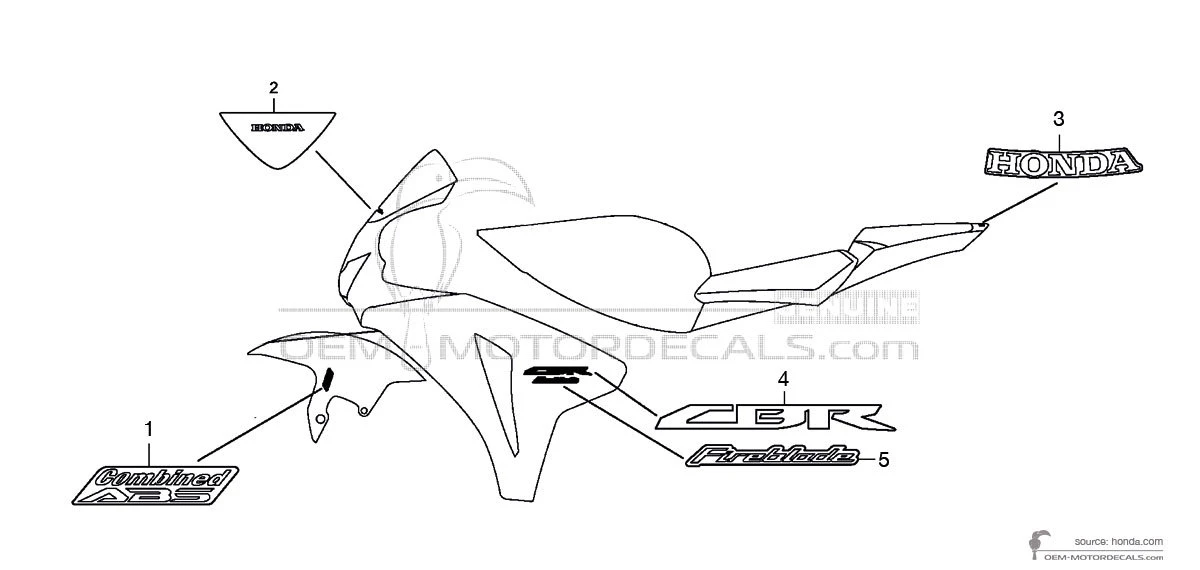 Stickers voor HONDA CBR1000RR FIREBLADE 2010 - Zwart • Honda OEM Stickers