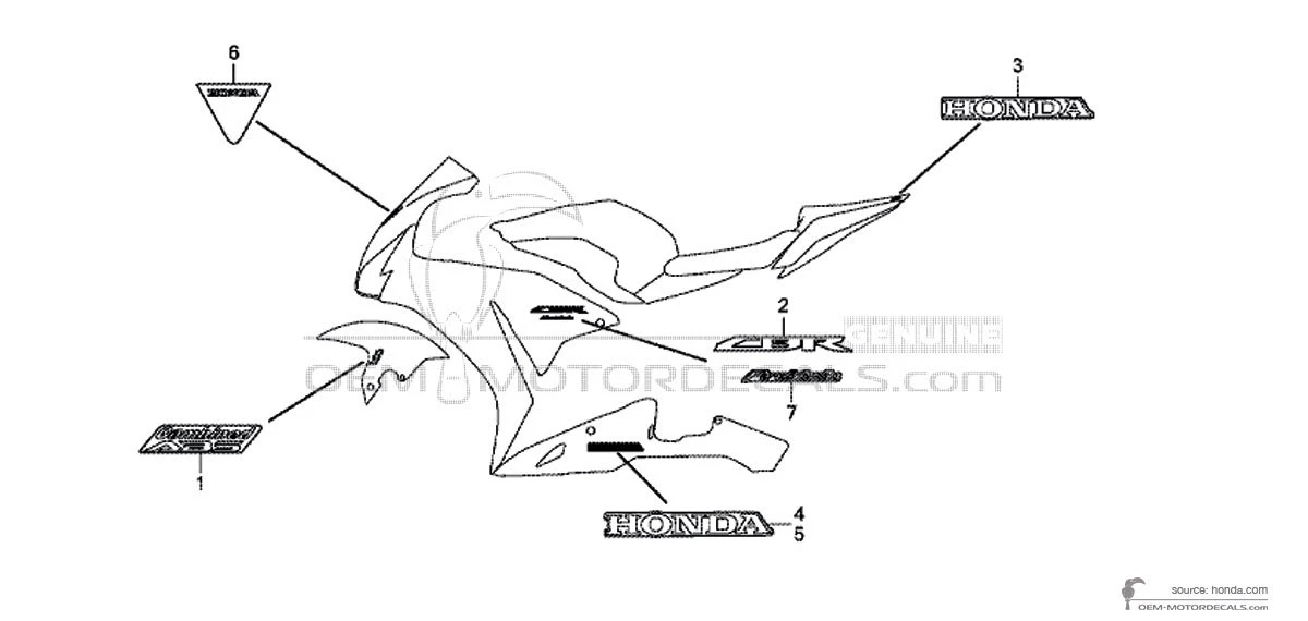 Naklejki do HONDA CBR1000RR FIREBLADE 2016 - Czarny • Honda Naklejki OEM