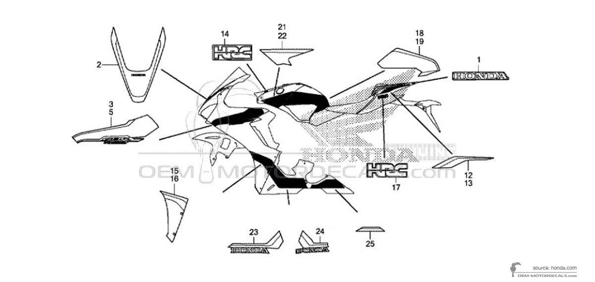 Decals for Honda CBR1000RR FIREBLADE SP2  2019 - Red • Honda OEM Decals