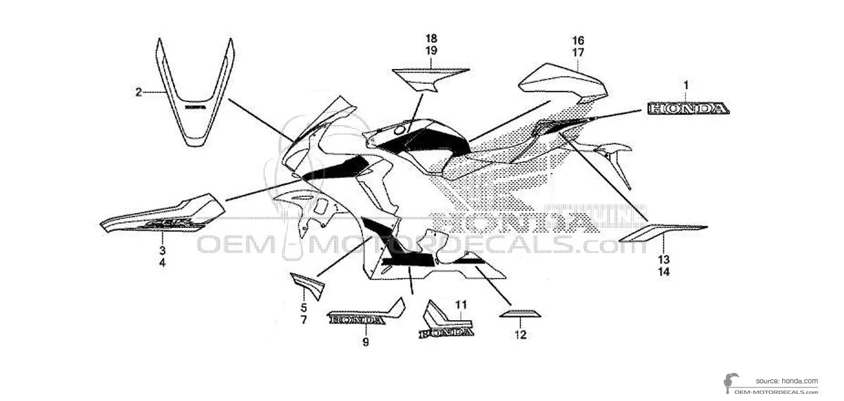Decals for Honda CBR1000RR FIREBLADE 2019 - Red • Honda OEM Decals
