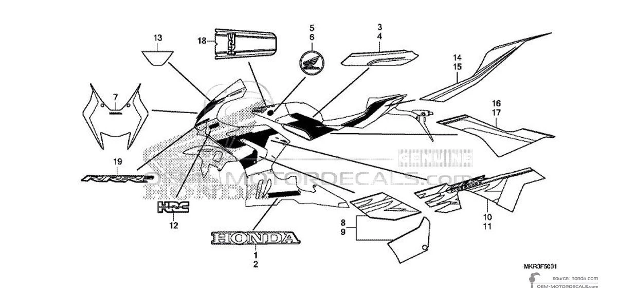 Adesivi per HONDA CBR1000RR FIREBLADE SP  2021 - Rosso • Honda Adesivi OEM