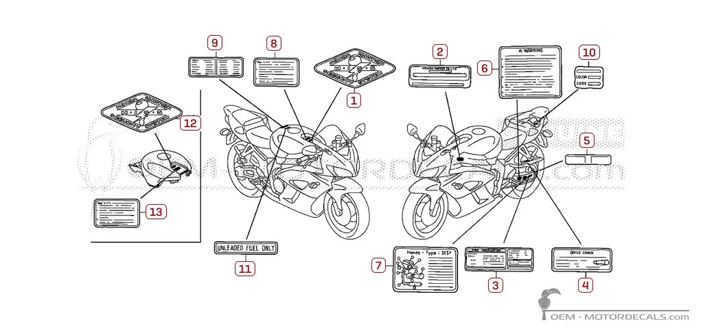 Aufkleber für Warnhinweise • Honda OEM-Aufkleber Aufkleber für Warnhinweise • Honda OEM-Aufkleber
