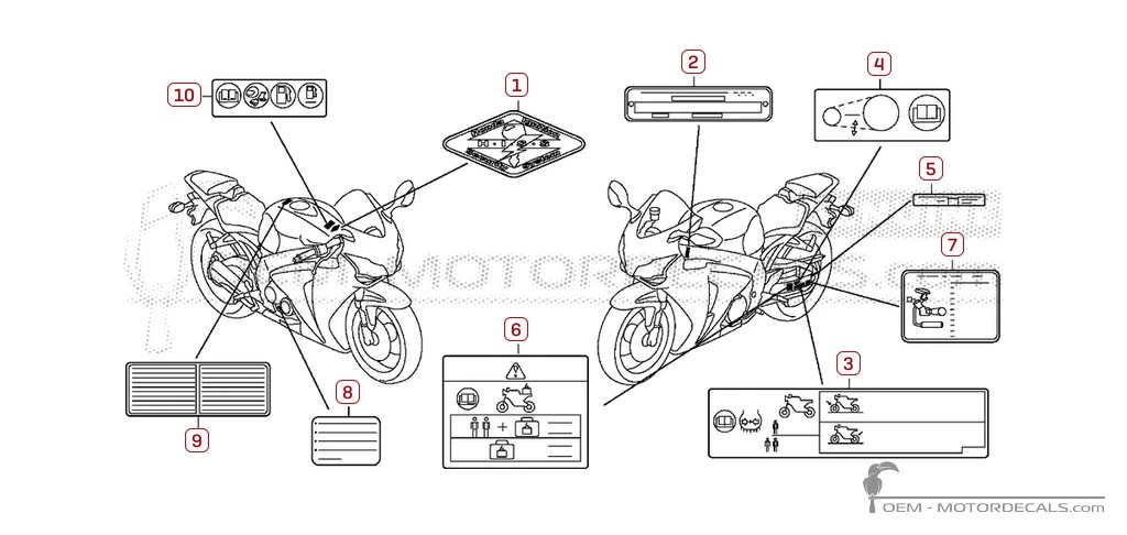 Aufkleber für Warnhinweise • Honda OEM-Aufkleber