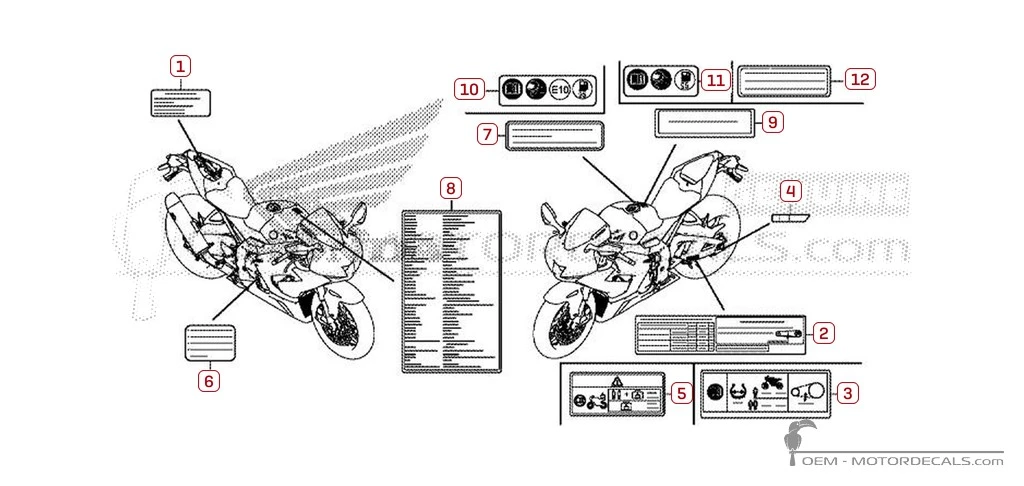 Adesivi per Etichette di avvertenza • Honda Adesivi OEM Adesivi per Etichette di avvertenza • Honda Adesivi OEM