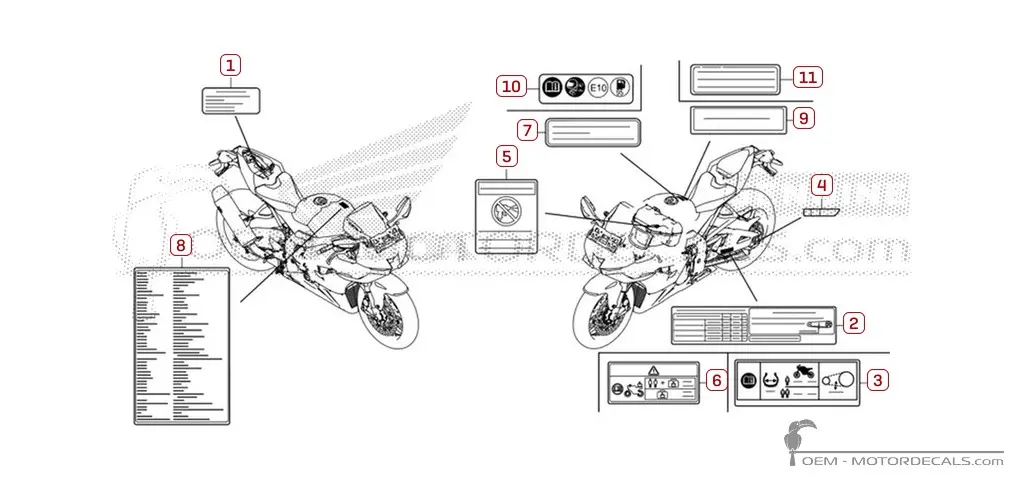 Autocollants pour Étiquettes d'avertissement • Honda Autocollants OEM Autocollants pour Étiquettes d'avertissement • Honda Autocollants OEM