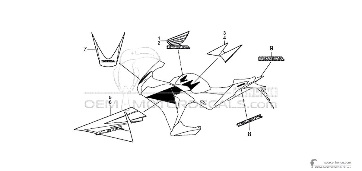 Decals for Honda CBR125R 2012 - White • Honda OEM Decals