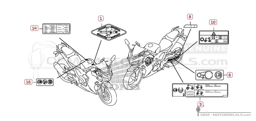 Naklejki do Naklejki ostrzegawcze • Honda Naklejki OEM