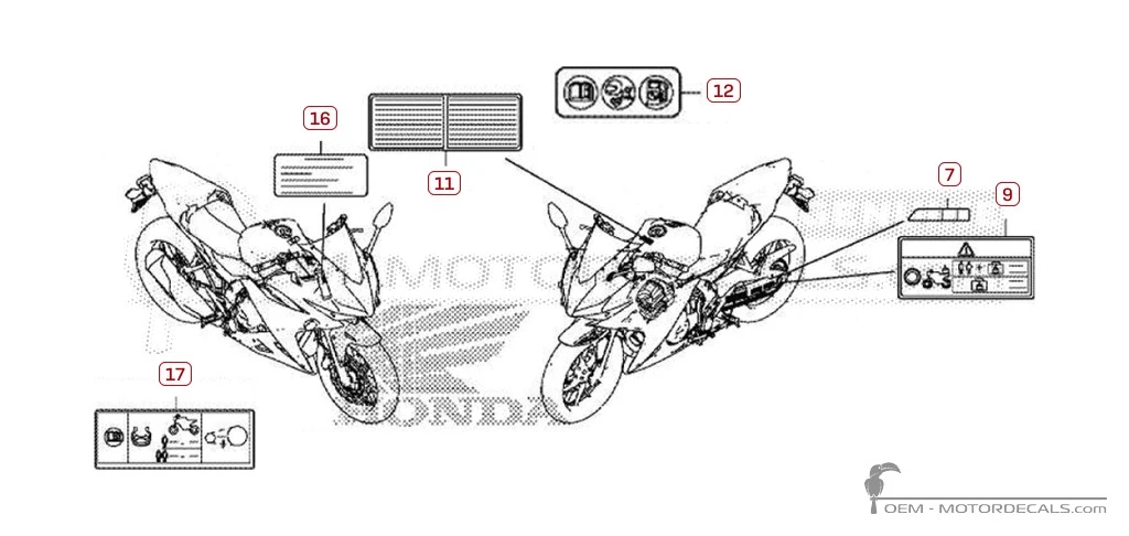 Naklejki do Naklejki ostrzegawcze • Honda Naklejki OEM