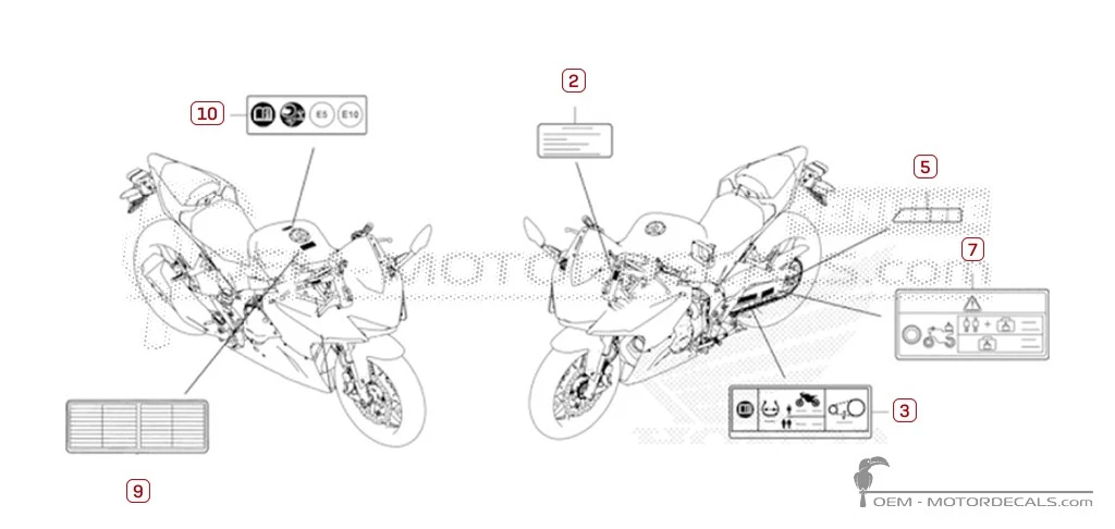 Aufkleber für Warnhinweise • Honda OEM-Aufkleber