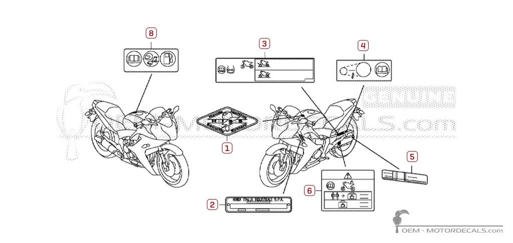 Autocollants pour Étiquettes d'avertissement • Honda Autocollants OEM