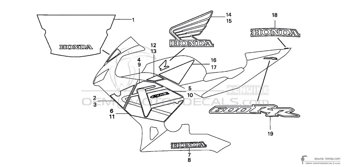 Decals for Honda CBR600RR 2003 - Red • Honda OEM Decals