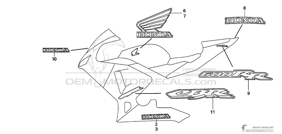 Pegatinas para Honda CBR600RR 2005 - Azul • Honda Pegatinas OEM