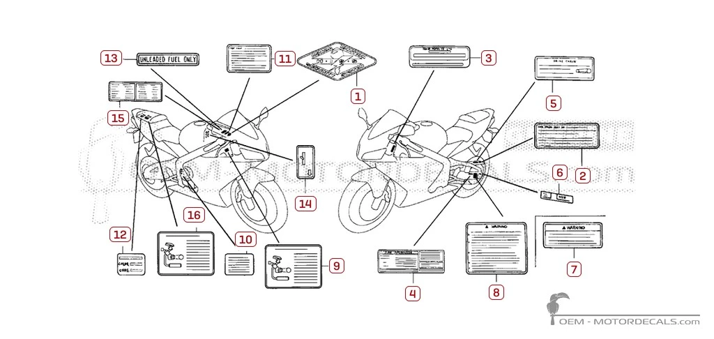 Autocollants pour Étiquettes d'avertissement • Honda Autocollants OEM