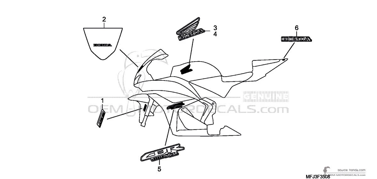 Aufkleber für Honda CBR600RR 2010 - Schwarz • Honda OEM-Aufkleber
