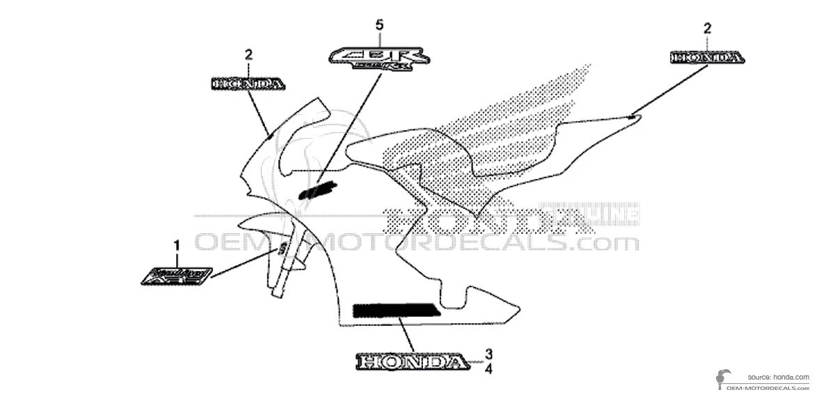 Stickers voor Honda CBR600RR 2013 - Zwart • Honda OEM Stickers