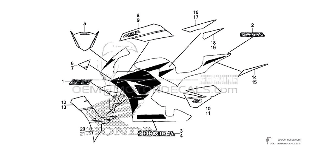 Naklejki do Honda CBR600RR 2014 - Biały • Honda Naklejki OEM