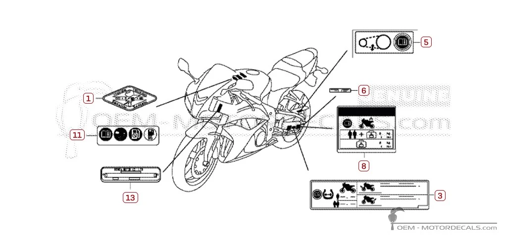 Naklejki do Naklejki ostrzegawcze • Honda Naklejki OEM