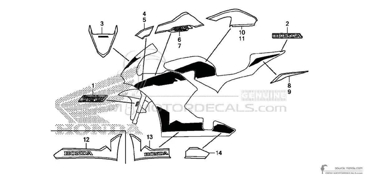 Decals for Honda CBR600RR 2018 - Red • Honda OEM Decals
