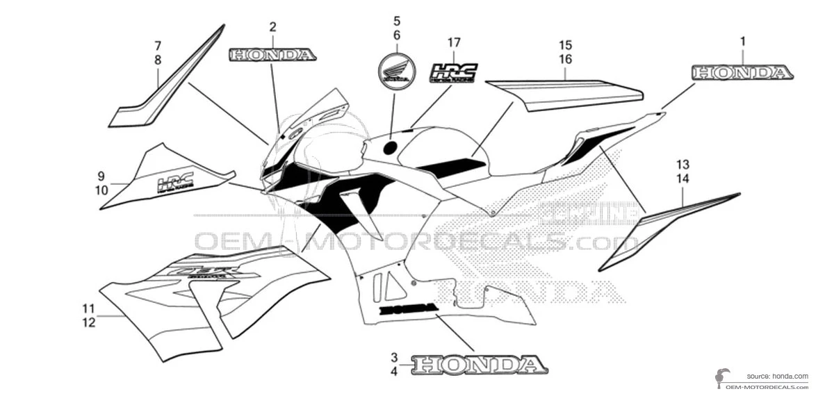 Aufkleber für Honda CBR600RR 2025 - Rot • Honda OEM-Aufkleber