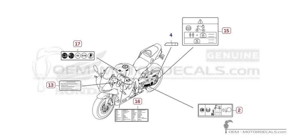 Naklejki do Naklejki ostrzegawcze • Honda Naklejki OEM