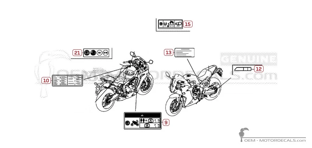 Autocollants pour Étiquettes d'avertissement • Honda Autocollants OEM