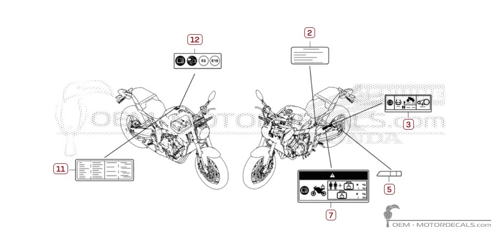 Aufkleber für Warnhinweise • Honda OEM-Aufkleber