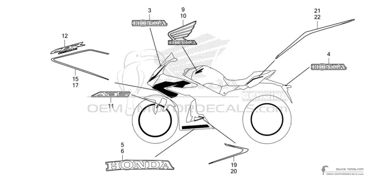 Adesivi per Honda CBR650R 2024 - Nero • Honda Adesivi OEM
